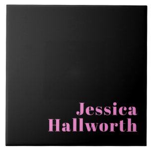 Retro-modern Editable Text   Black & Pink Tile