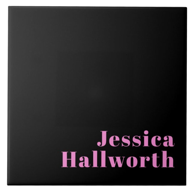 Retro-modern Editable Text | Black & Pink Tile (Front)