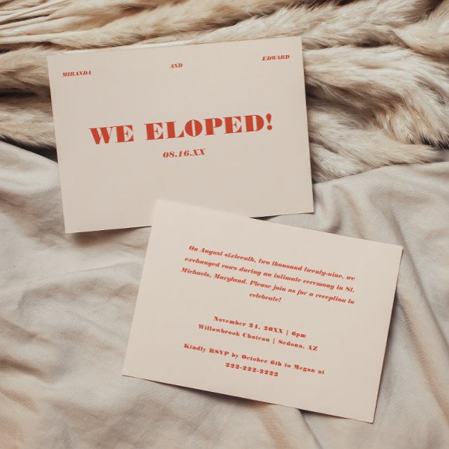 Retro Modern Elopement Wedding Reception Invitation (Creator Uploaded)