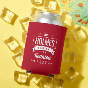 Retro Modern Family Reunion Logo Can Cooler