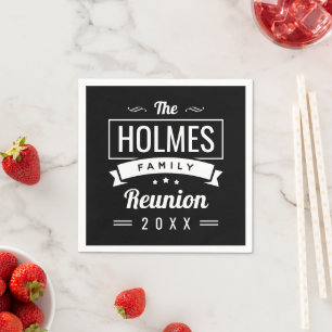 Retro Modern Family Reunion Logo Napkin