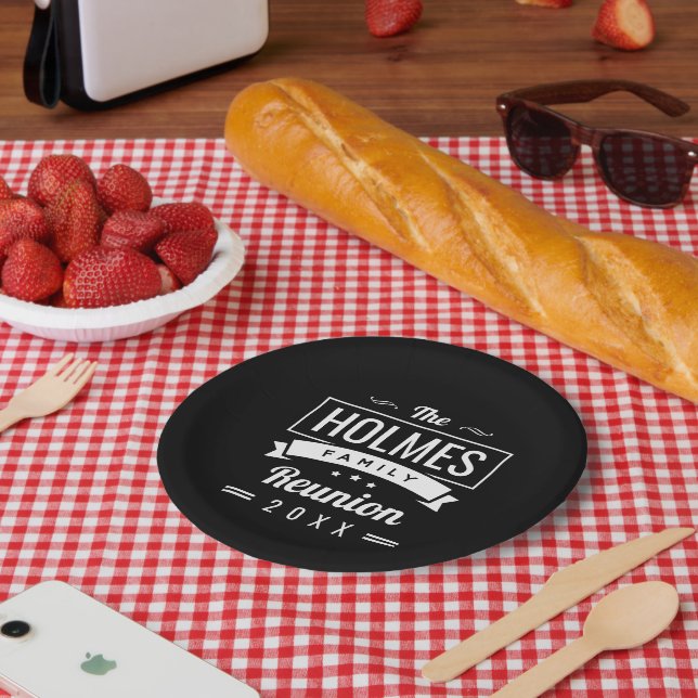 Retro Modern Family Reunion Logo Paper Plate (Picnic)