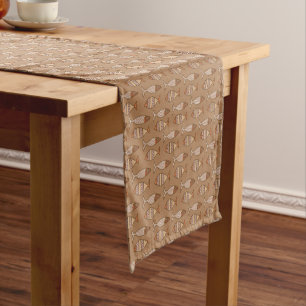 Retro Modern Fish, Tan, Beige and Light Brown   Sh Short Table Runner