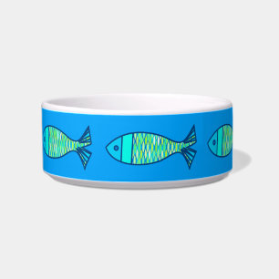 Retro Modern Fish, Turquoise and Cerulean Blue Bowl