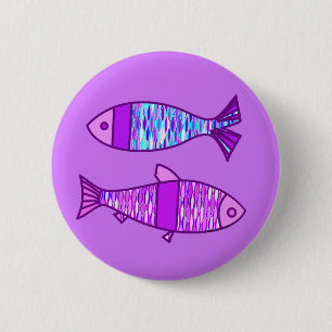Retro Modern Fish, Violet, and Amethyst Purple 6 Cm Round Badge