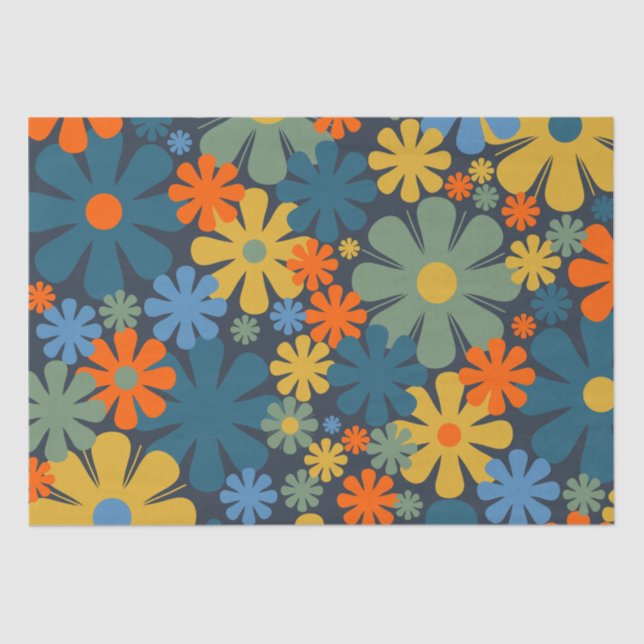 Retro Modern Floral Pattern Tissue Paper (Front)