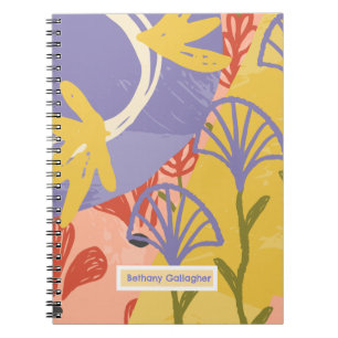 Retro Modern Floral Personalised Abstract Notebook