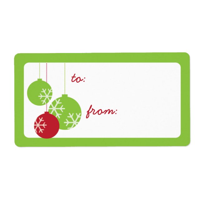 Retro Modern Green and Red Snowflake Ornaments (Front)