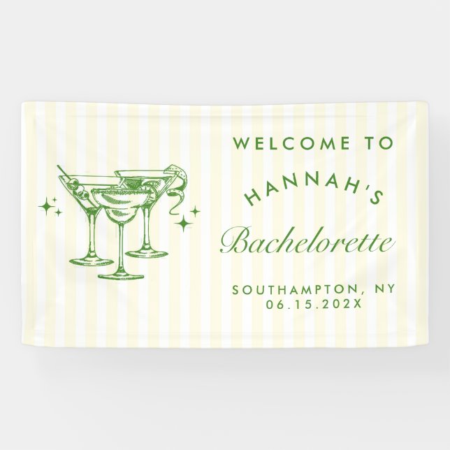Retro Modern Green Cocktail Bachelorette Banner (Horizontal)