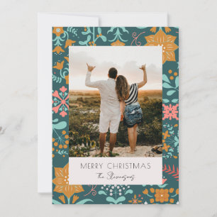 Retro Modern Green Merry Christmas Holiday Card