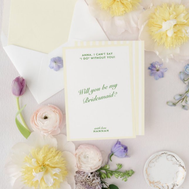 Retro Modern Green & Yellow Bridesmaid Proposal Invitation (Retro Modern Green & Yellow Bridesmaid Proposal Invitation)