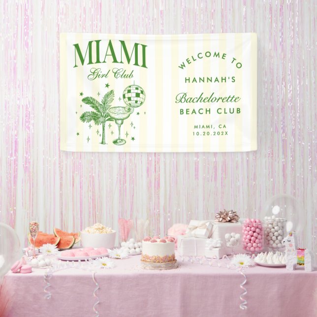 Retro Modern Green & Yellow Miami Bach Party Banner