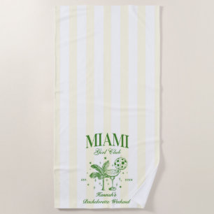 Retro Modern Green & Yellow Miami Bach Party Beach Towel