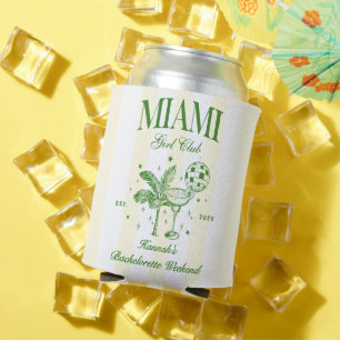 Retro Modern Green & Yellow Miami Bach Party Can Cooler