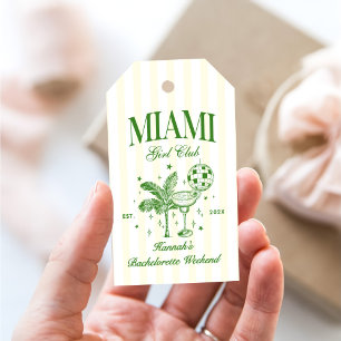 Retro Modern Green & Yellow Miami Bach Party Gift Tags