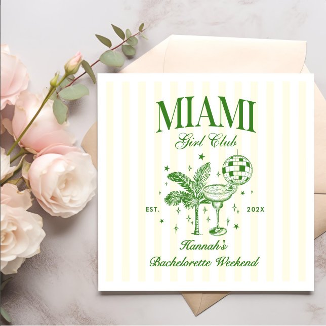 Retro Modern Green & Yellow Miami Bach Party Napkin (Creator Uploaded)