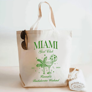 Retro Modern Green & Yellow Miami Bach Party Tote Bag