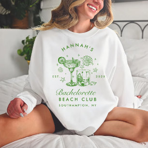 Retro Modern Green & Yellow Stripes Bachelorette Sweatshirt