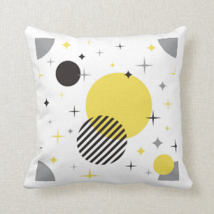 Retro Modern Grey And Yellow Cushion