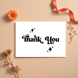 Retro Modern Groovy Black Script Wedding Thank You Card