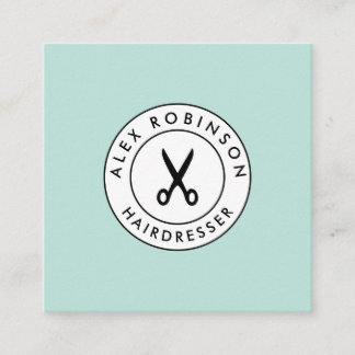 Retro modern hairdresser square business card