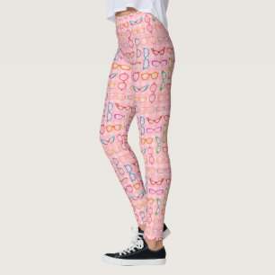 Retro Modern Hipster Eyeglasses with Pink Gingham Leggings