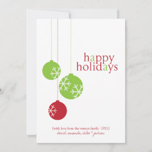 Retro Modern Holiday Ornaments Christmas Flat Card