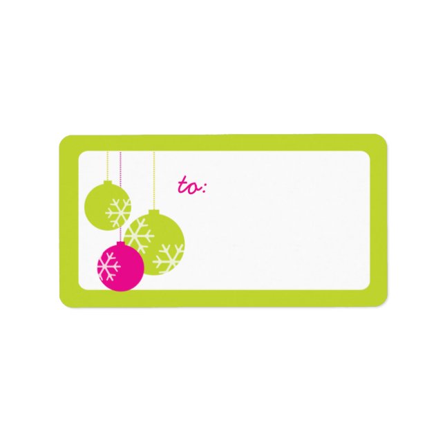 Retro Modern Holiday Ornaments Christmas Labels (Front)