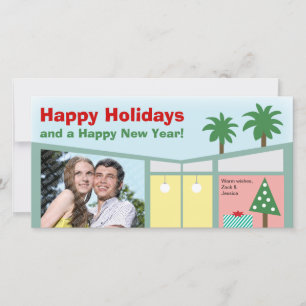Retro Modern Home Holiday Photo Card