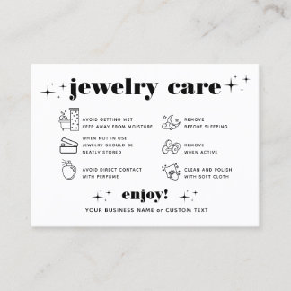 Retro Modern Jewellery Care Thank You Company Logo Business Card
