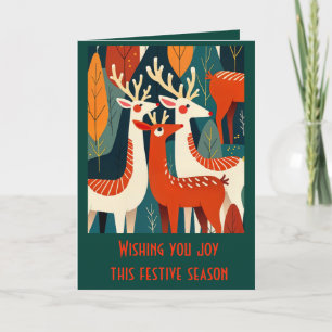 Retro Modern Kitschy Christmas Reindeer Card