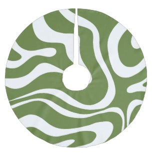 Retro Modern Liquid Swirl Christmas Abstract Green Brushed Polyester Tree Skirt