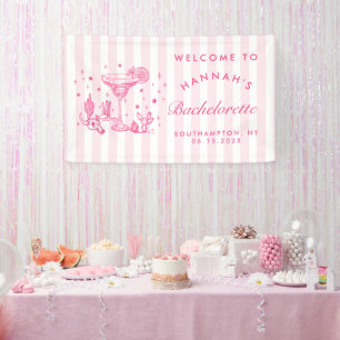 Retro Modern Margaritas and Matrimony Striped Bach Banner