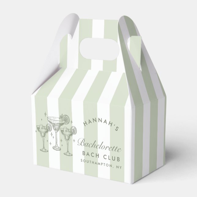 Retro Modern Margaritas and Matrimony Striped Bach Favour Box (Front Side)