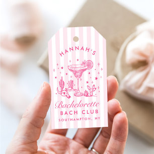 Retro Modern Margaritas and Matrimony Striped Bach Gift Tags