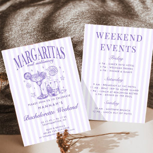 Retro Modern Margaritas and Matrimony Striped Bach Invitation