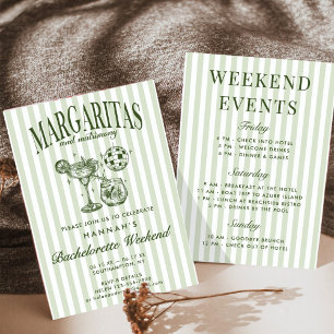 Retro Modern Margaritas and Matrimony Striped Bach Invitation