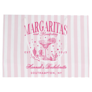 Retro Modern Margaritas and Matrimony Striped Bach Large Gift Bag
