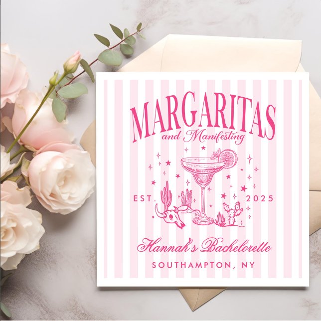 Retro Modern Margaritas and Matrimony Striped Bach Napkin (Creator Uploaded)