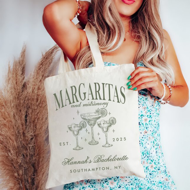 Retro Modern Margaritas and Matrimony Striped Bach Tote Bag (Creator Uploaded)