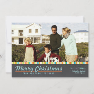 Retro Modern Merry Christmas Family Photo Card