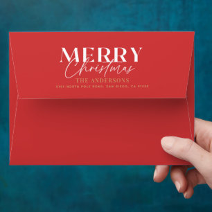 Retro Modern Merry Christmas Geometric Pattern Envelope