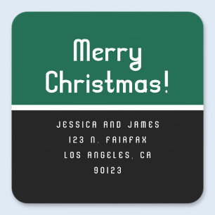 Retro-Modern Merry Christmas Return Address  Square Sticker