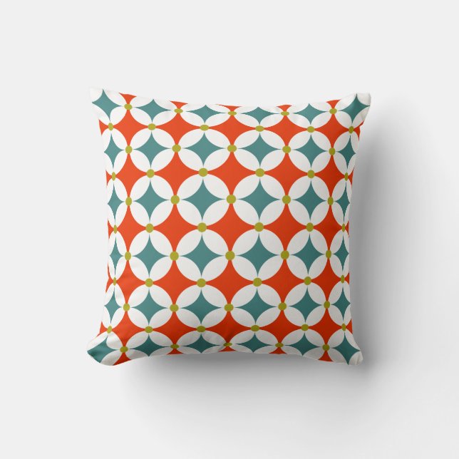 Retro Modern Mid Century Geometric Colourful Cushion (Front)