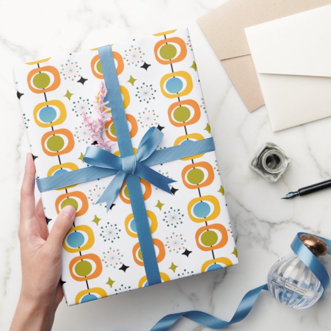 Retro Modern Mid Century Starburst Pattern Wrapping Paper (Gifting)