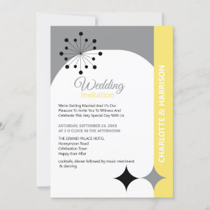 Retro Modern Mid Century Wedding Invitation