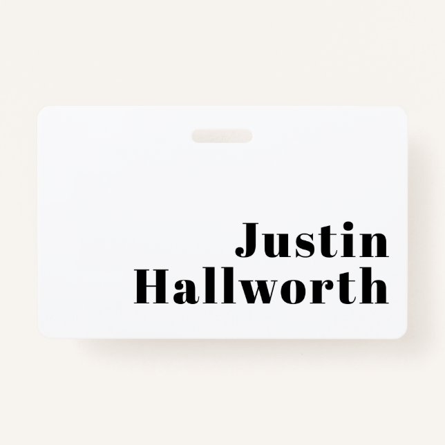 Retro Modern Minimal Name or Business Template ID Badge (Front)