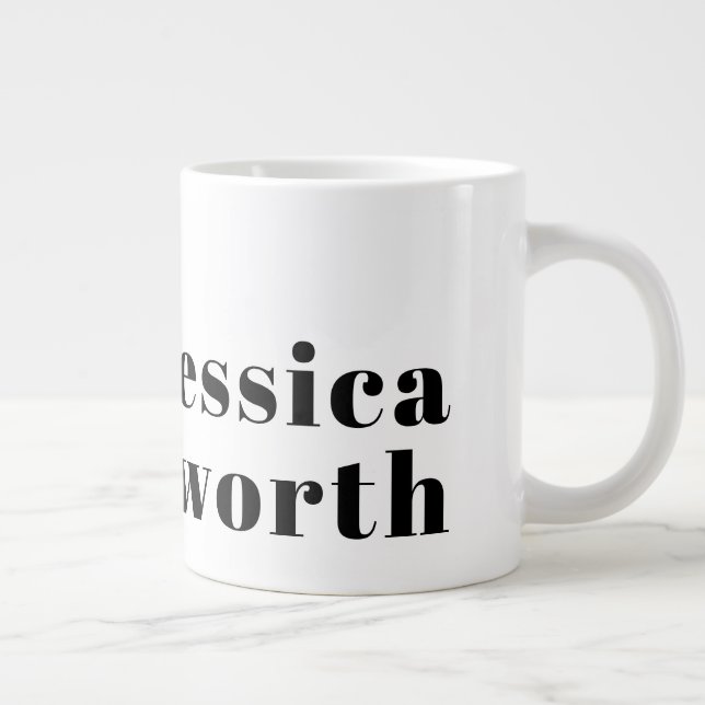 Retro Modern Minimal Name or Business Template Large Coffee Mug (Right)