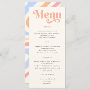 Retro Modern Minimalist Pastel Summer Wedding Menu