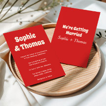 Retro Modern Minimalist Red Wedding